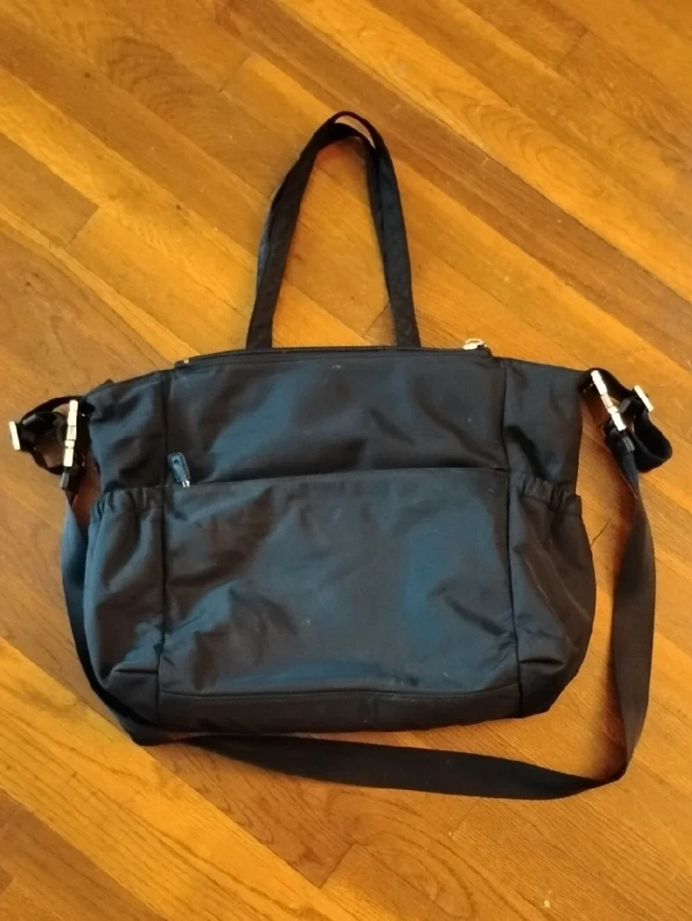 Tory Burch Black Nylon Tote with Logo Medallion